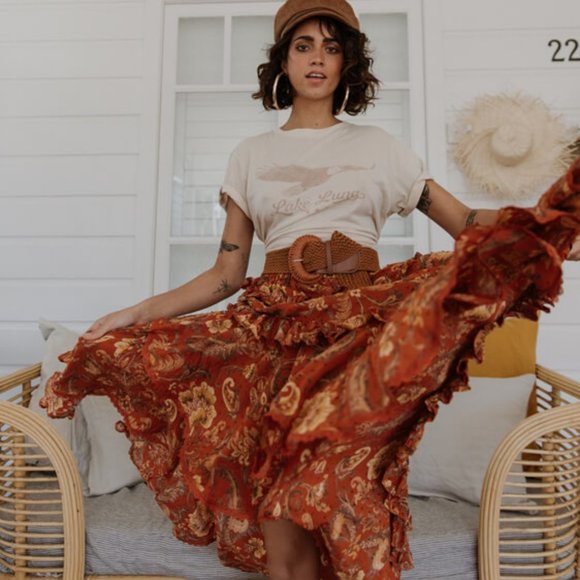 New Bohemian Floral Midi Maxi Festival Skirt - Picture 3 of 7